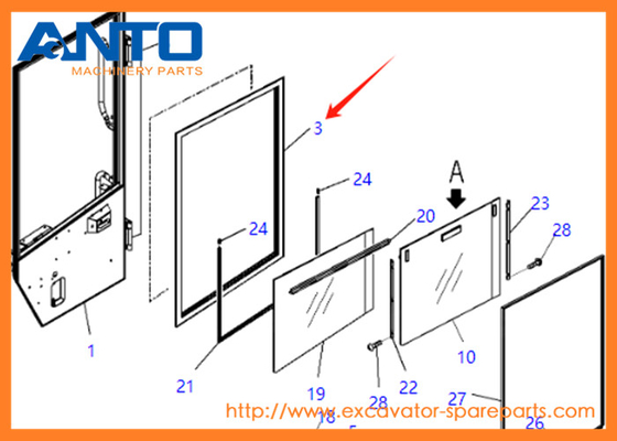 421-925-4641 4219254641 شیشه مناسب KOMATSU حفاری WA380 WA430 WA450 WA470 WA480 WA500